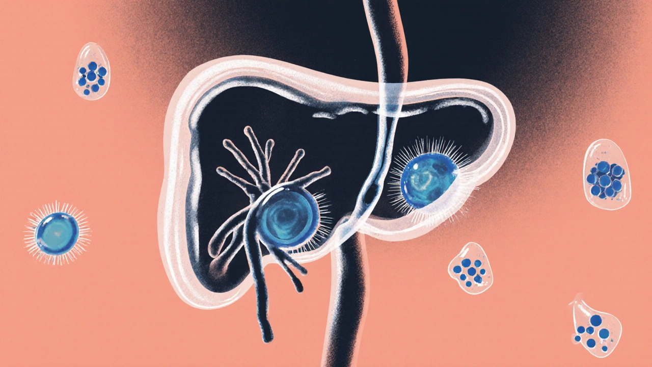 Stem cell turning into beta cells inside a pancreas, with protective molecules nearby, representing breakthrough treatments.