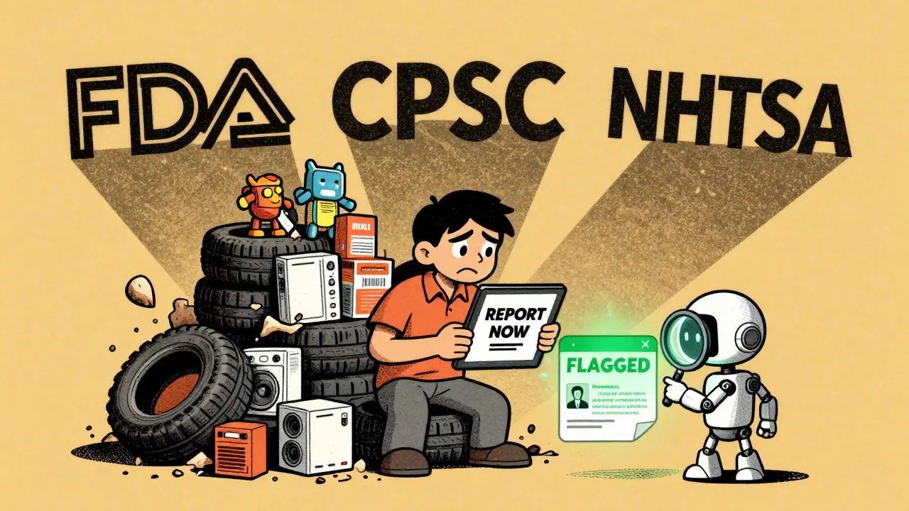 Small business owner facing crumbling products under agency shadows with AI helper