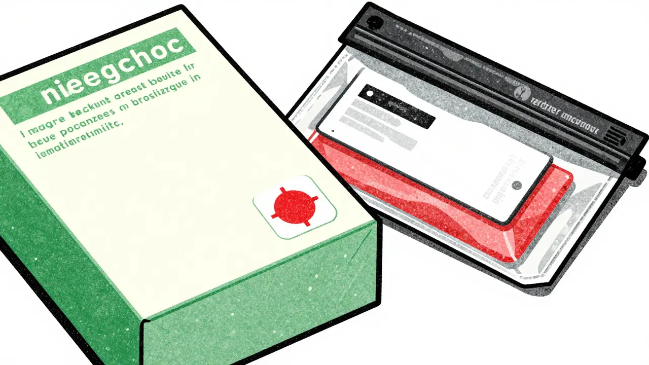 Hands applying temperature monitor sticker to medicine box near backup kit