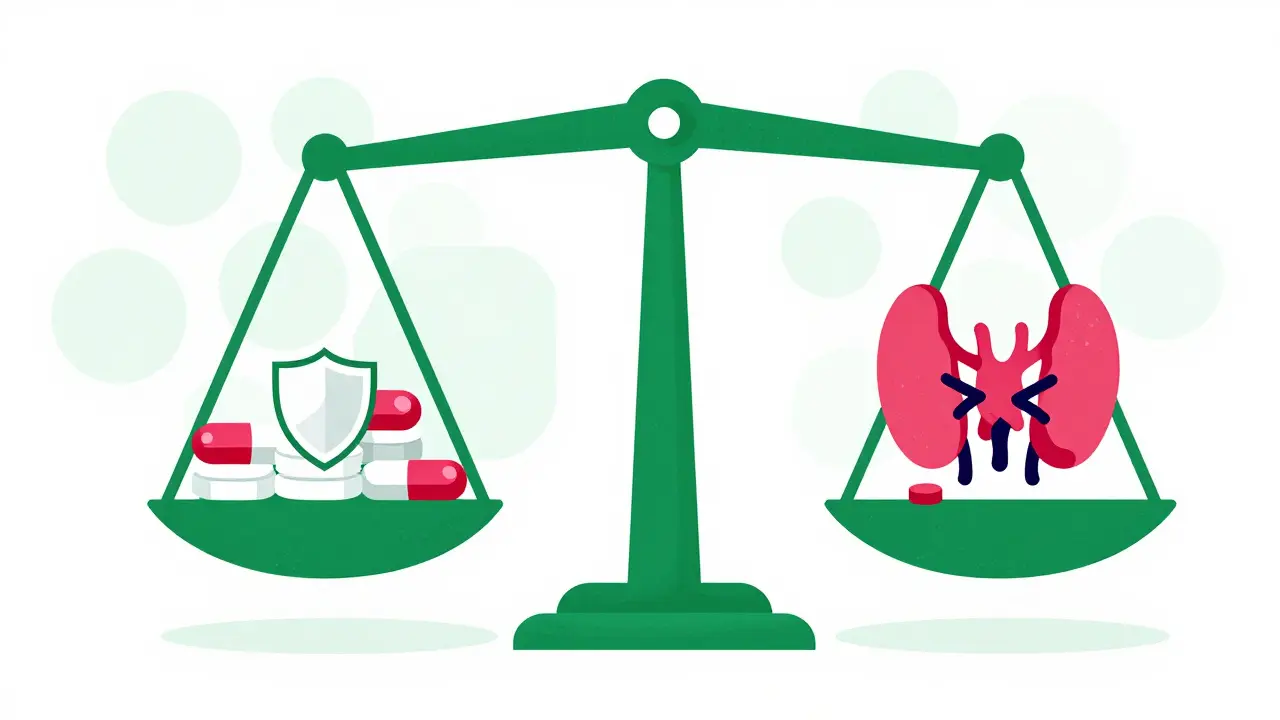 Balanced scale illustrating the management of lithium therapy and thyroid hormone replacement.