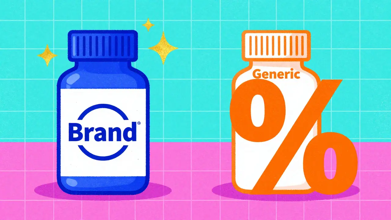 Graphic comparison showing cost savings of generic medication