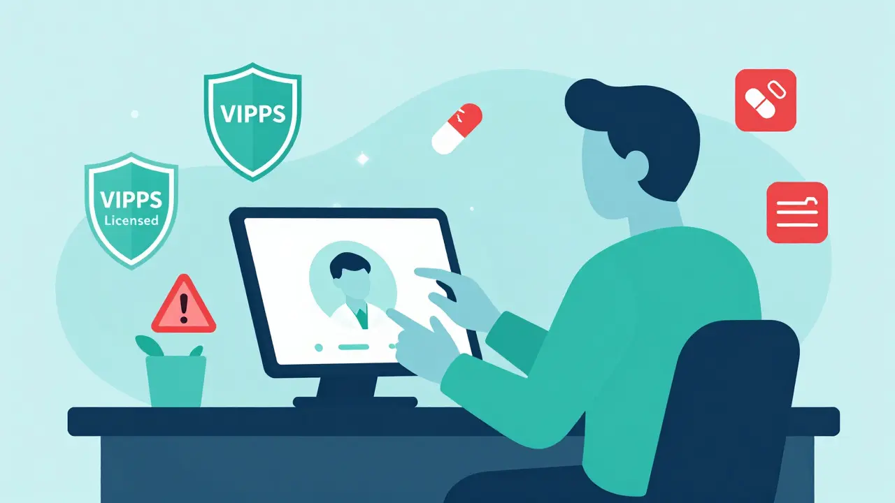 Risograph art showing a secure online telehealth consultation with safety shields