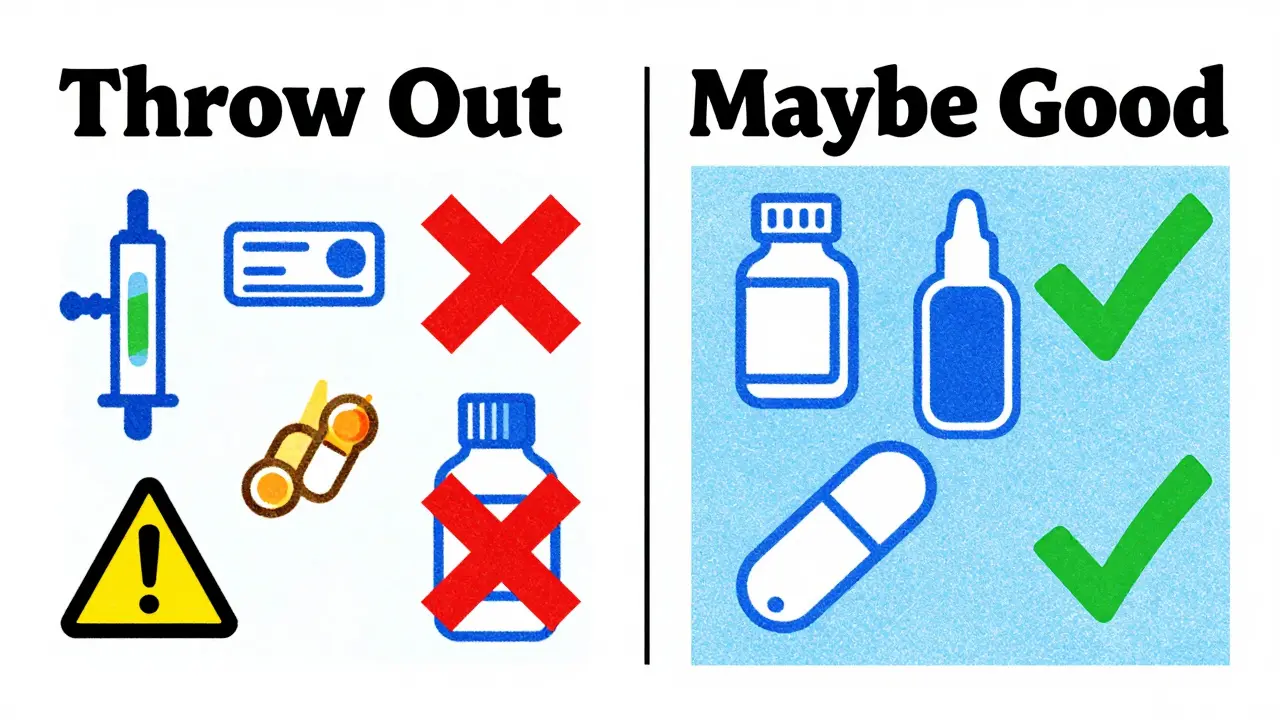 Visual guide on which expired meds to toss