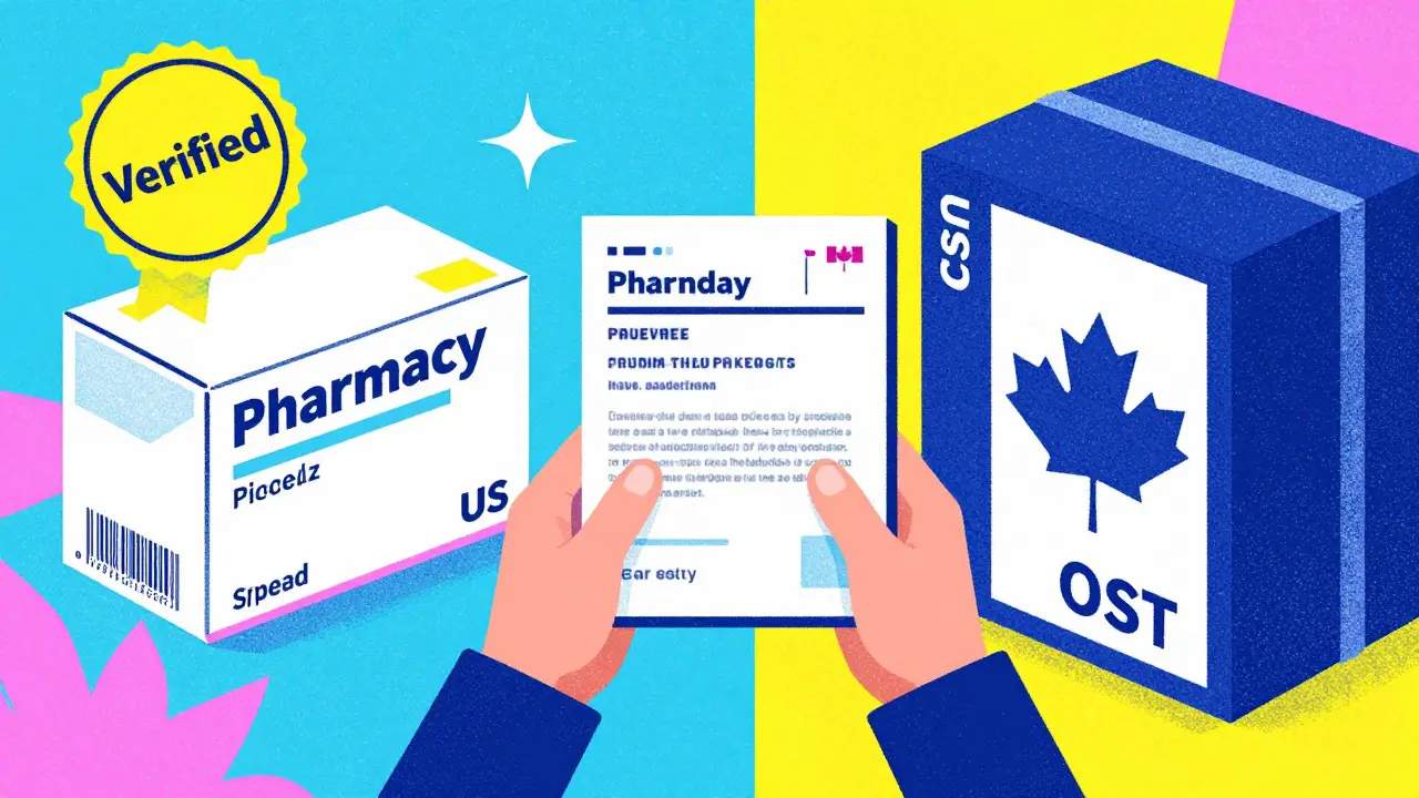 Comparison of US and Canadian pharmacy options with verified seals