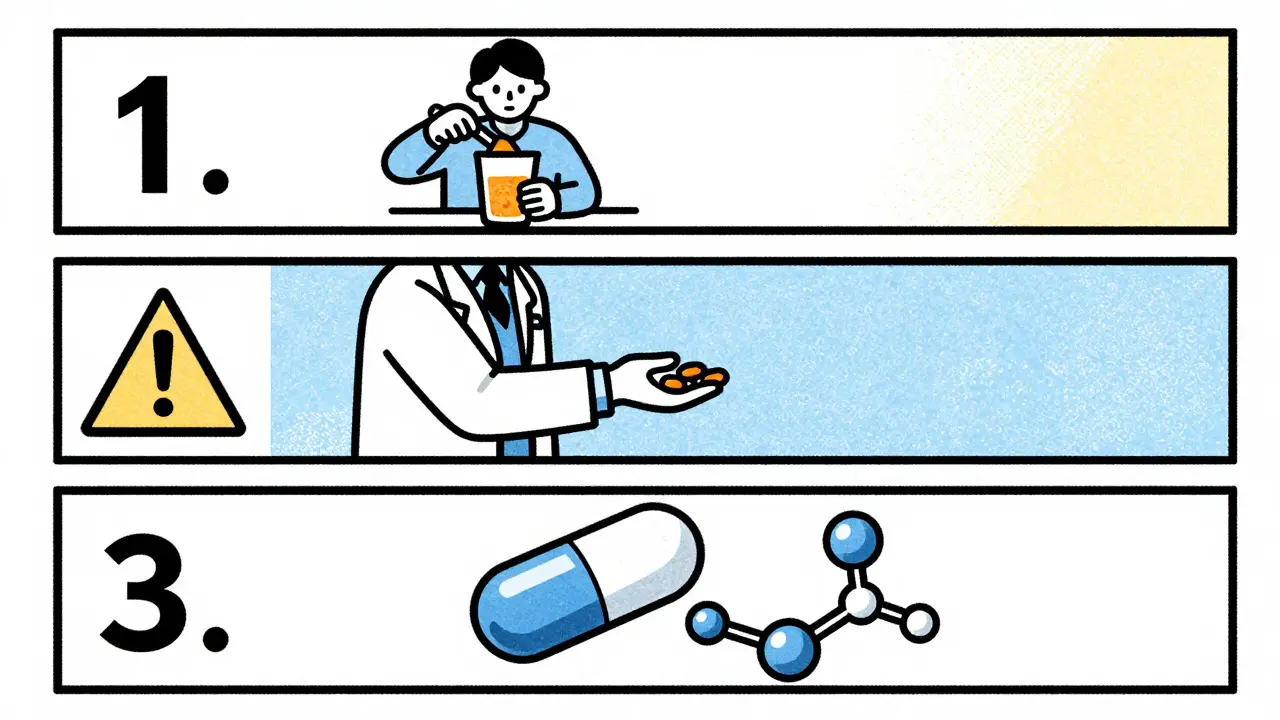 Three-panel diagram showing stepwise treatment options for cholestatic pruritus
