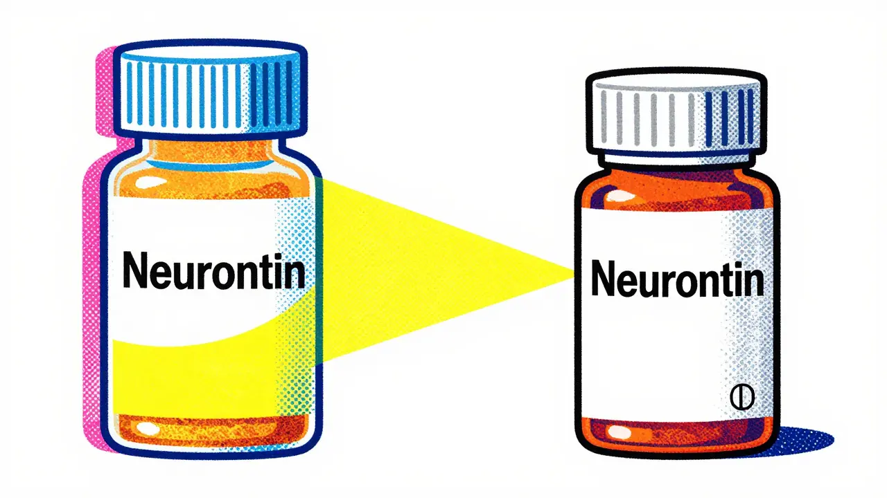 Comparison of expensive brand vs cheap generic pills in Risograph art