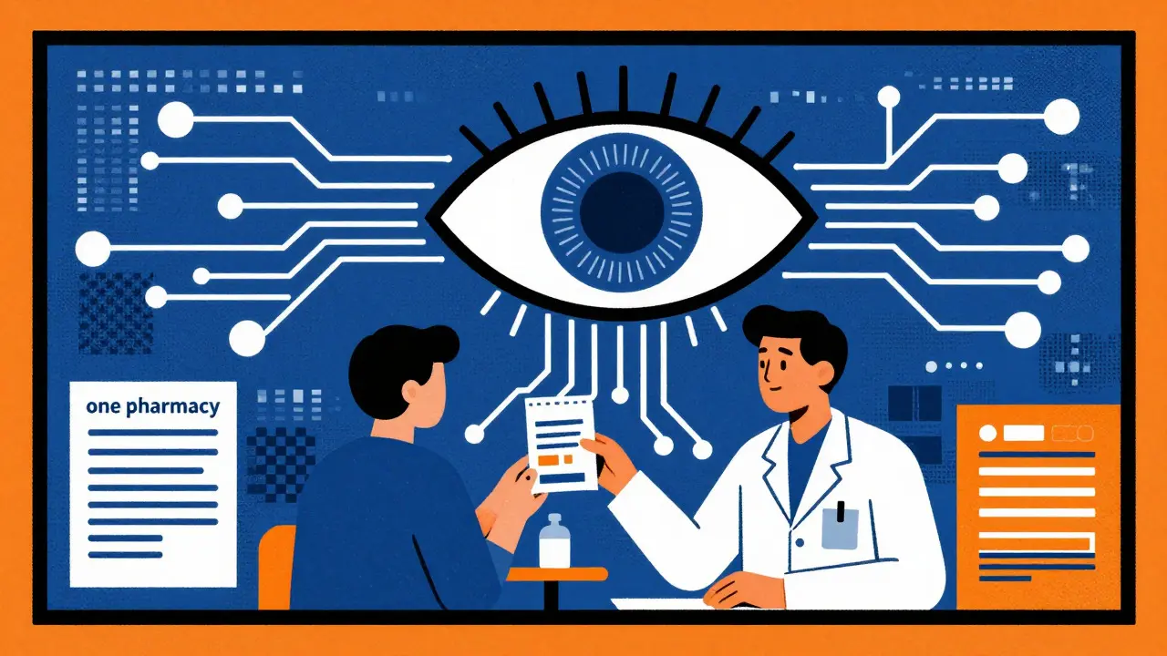 Eye watching data network and pharmacist consultation