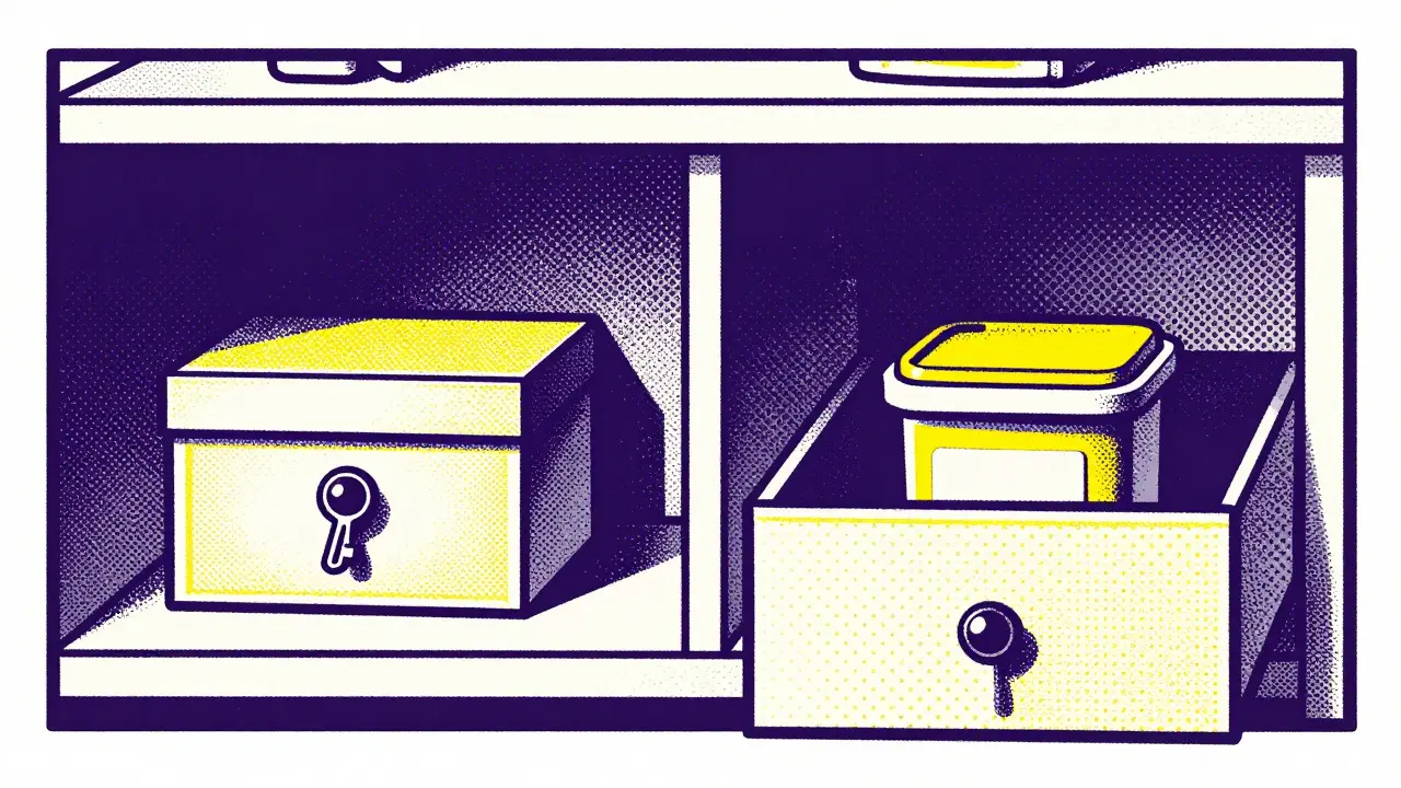 Secure storage options for emergency meds in home closets and drawers.