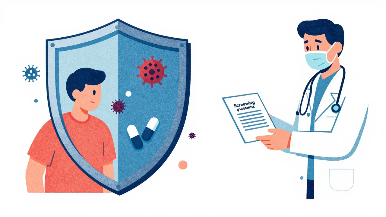 Shield protecting against infections via vaccines and screening